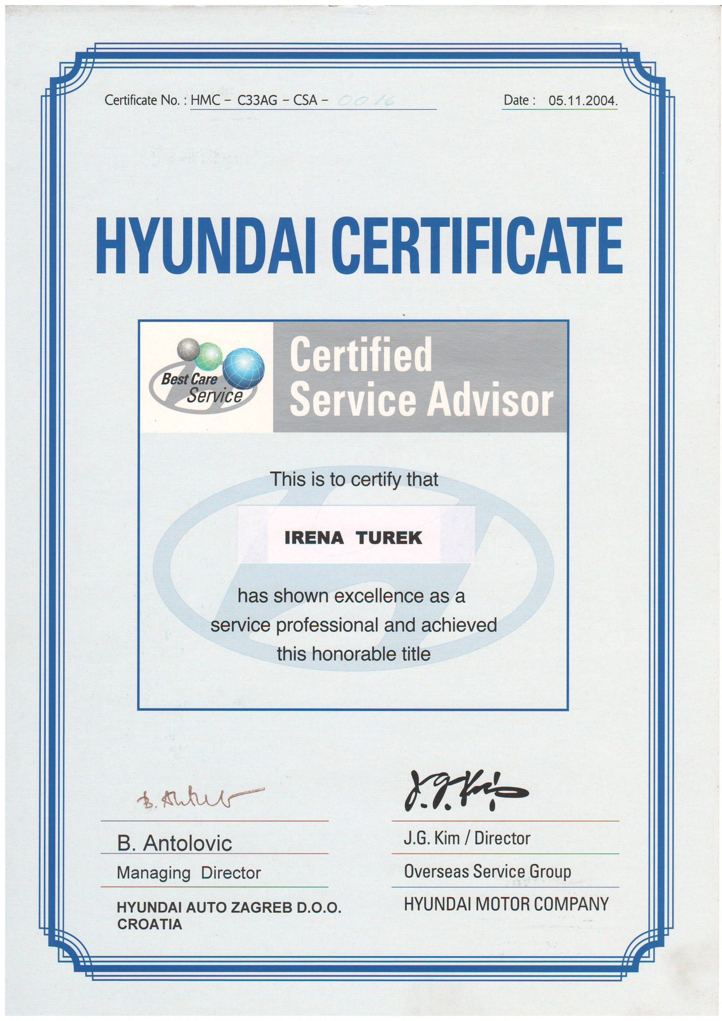 Picture of Hyundai - Certified servide advisor